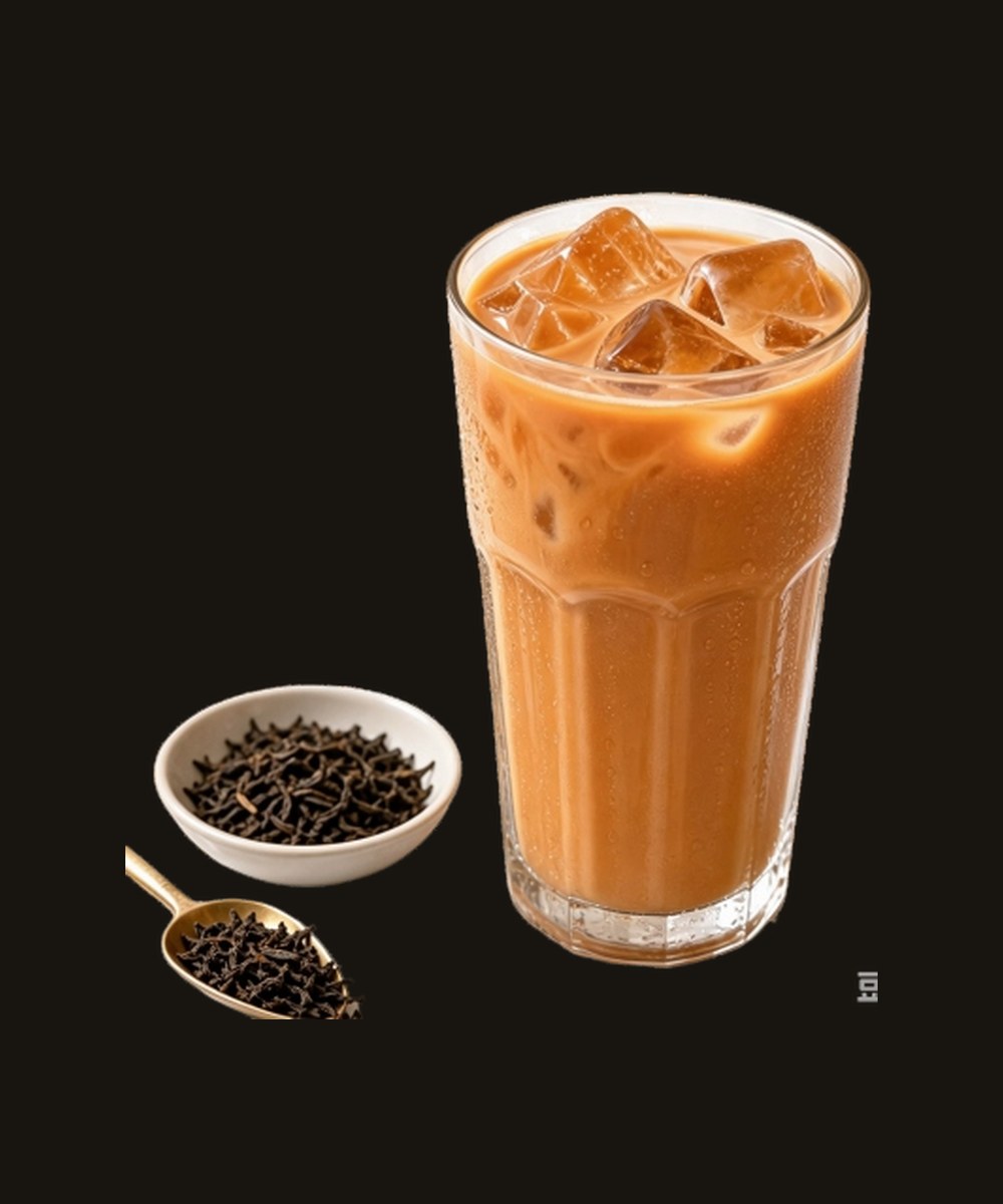 Classic milk tea with boba pearls and loose leaf tea