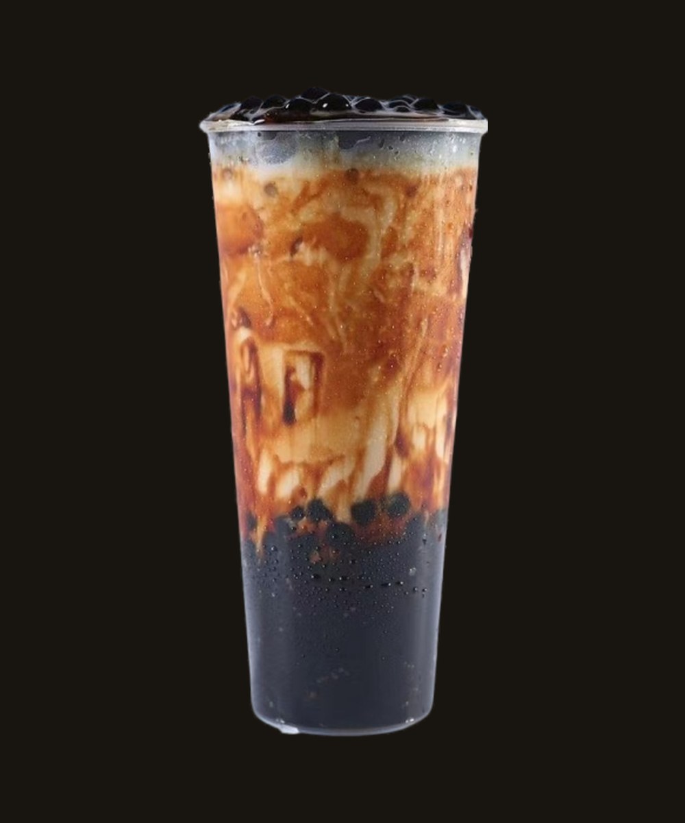 Brown sugar milk tea with tapioca pearls